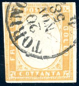 1858 - 80 cent. ocra arancio ... 
