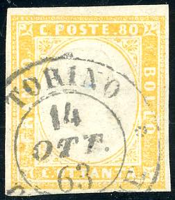 1861 - 80 cent. giallo (17Da), ... 
