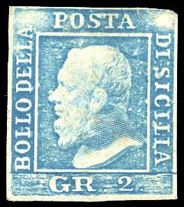 1859 - 2 grana azzurro, I tavola, ... 