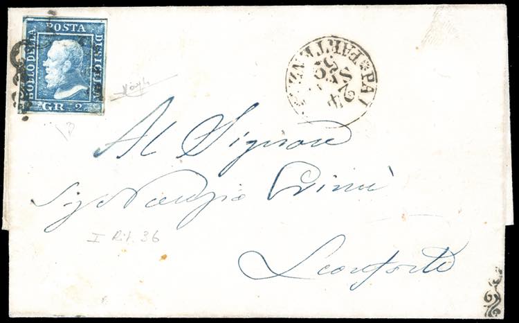 1859 - 2 grana azzurro, I tavola, ... 