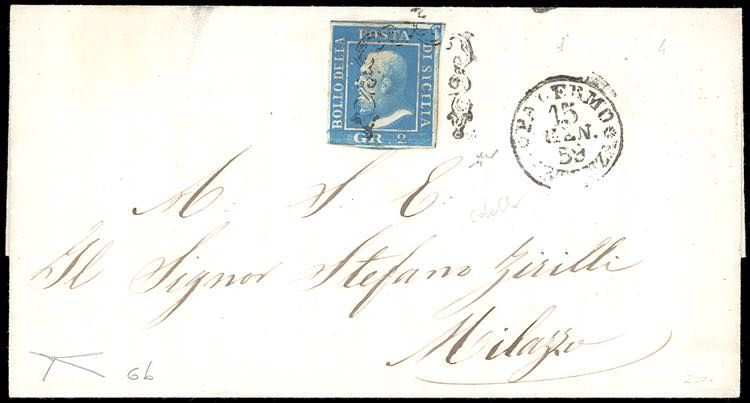 1859 - 2 grana cobalto, I tavola, ... 