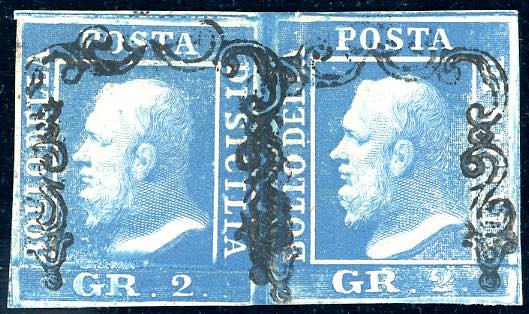 1859 - 2 grana azzurro oltremare, ... 