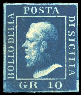 1859 - 10 grana azzurro cupo (12), ... 