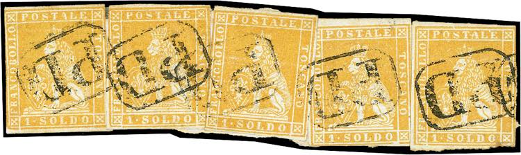 1851 - 1 soldo ocra su grigio (2), ... 