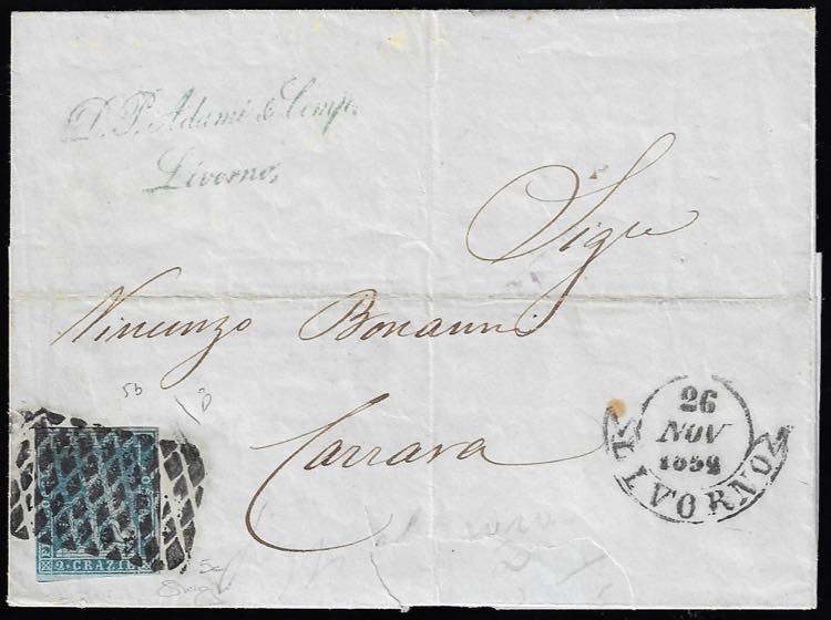 1852 - 2 crazie azzurro verdastro ... 