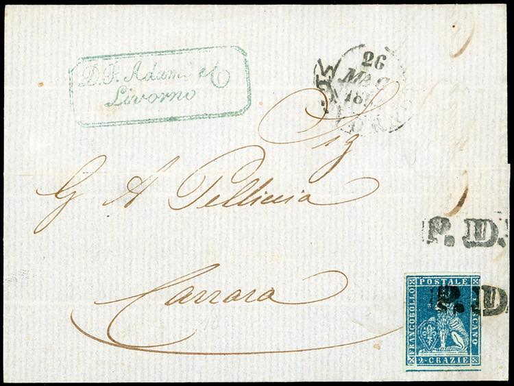 1854 - 2 crazie azzurro su grigio ... 