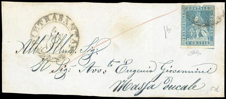 1856 - 2 crazie azzurro su grigio ... 