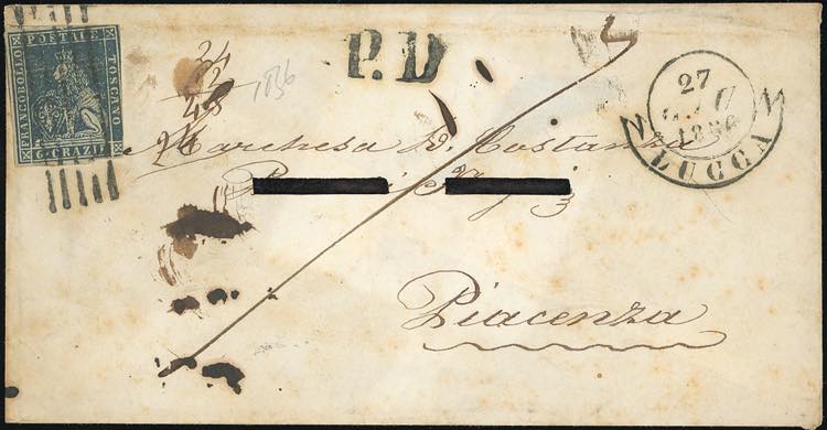 1856 - 6 crazie ardesia su grigio ... 