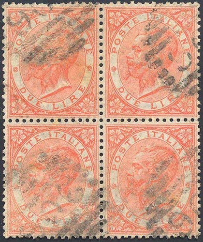 1863 - 2 lire De La Rue, tiratura ... 