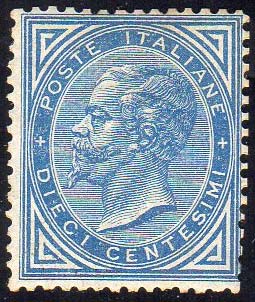 1877 - 10 cent. azzurro (27), ... 