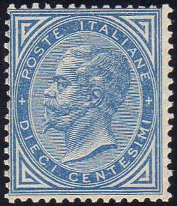 1877 - 10 cent. azzurro (27), ... 