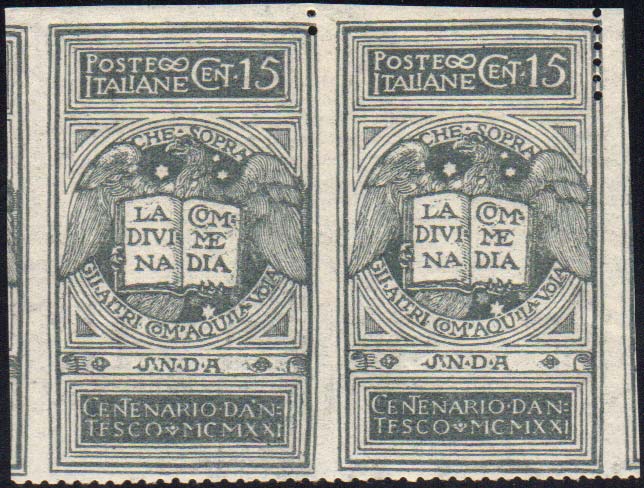 1921 - 15 cent. grigio Dante, non ... 