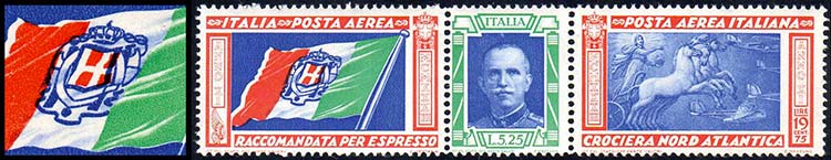 1933 - 5,25 + 19,75 lire Trittico, ... 