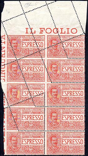 1920 - 50 cent. rosso (4), blocco ... 