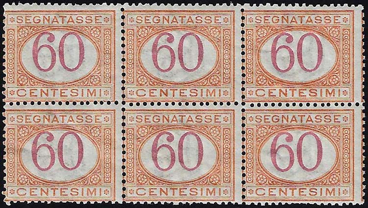 1890 - 60 cent. arancio e carminio ... 