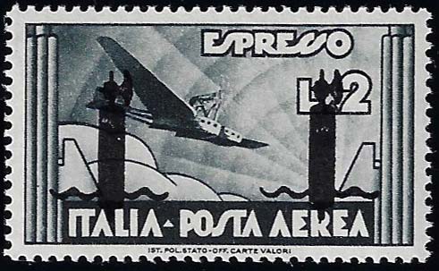 POSTA AEREA 1944 - 2 lire ardesia, ... 