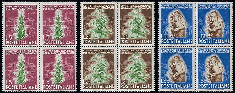 1950 - Tabacco (629/631), blocchi ... 