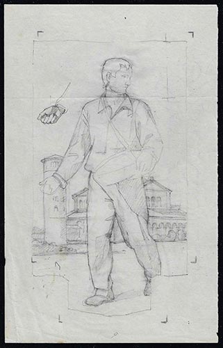 1950 - Bozzetto a matita di ... 