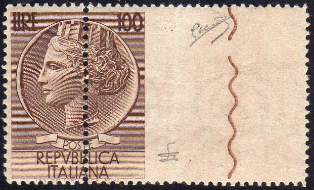 1954 - 100 lire Turrita, filigrana ... 