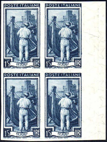 1955 - 15 lire Lavoro, filigrana ... 