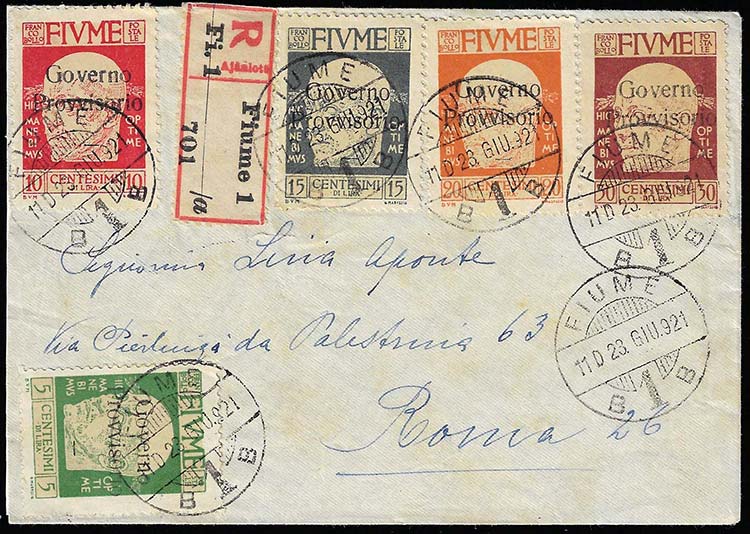 FIUME 1921 -  5 cent., 10 cent., ... 