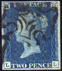 GRAN BRETAGNA 1840 - 2 p. azzurro ... 