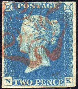 GRAN BRETAGNA 1840 - 2 p. azzurro ... 