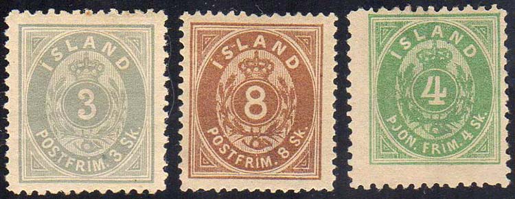 ISLANDA 1873 - 3 s. grigio, 8 s. ... 