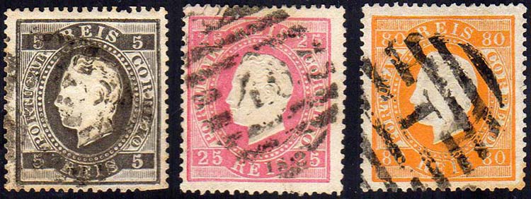 PORTOGALLO 1870 - 5 r., 25 r., 80 ... 