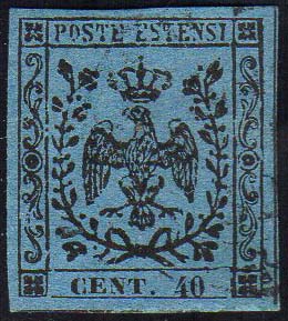 1852 - 40 cent. celeste (5), ... 