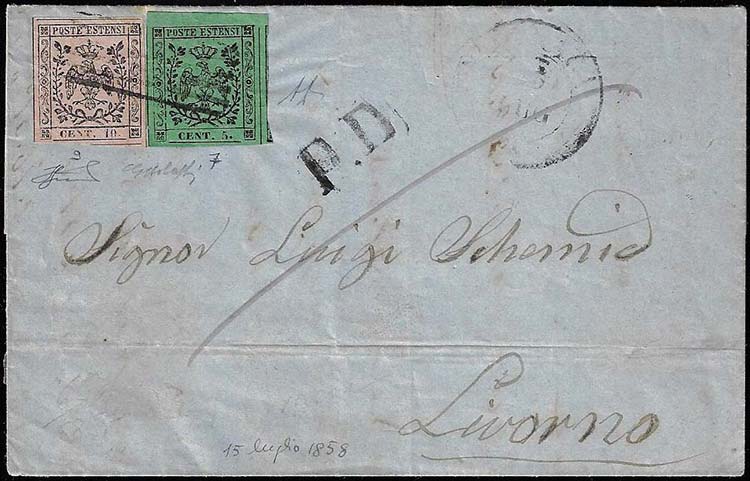 1858 - 5 cent. verde, ... 