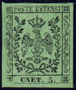 1855 - 5 cent. verde oliva, ... 