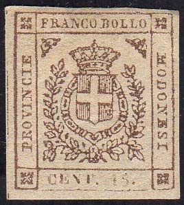 1859 - 15 cent. bruno (13), gomma ... 