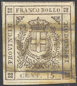1859 - 15 cent. bruno (13), usato, ... 