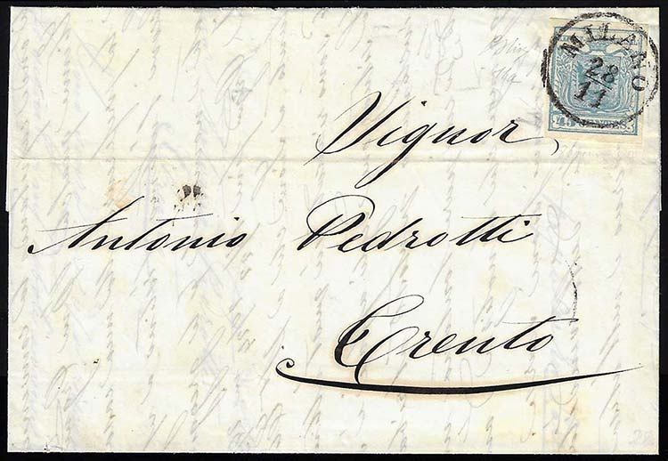 1853 - 45 cent. azzurro verdastro, ... 