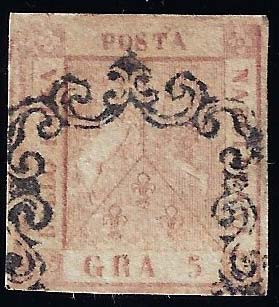 1858 - 5 grana rosa brunastro, I ... 
