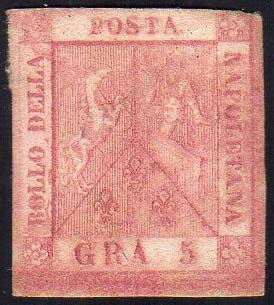 1859 - 5 grana carminio rosa, II ... 