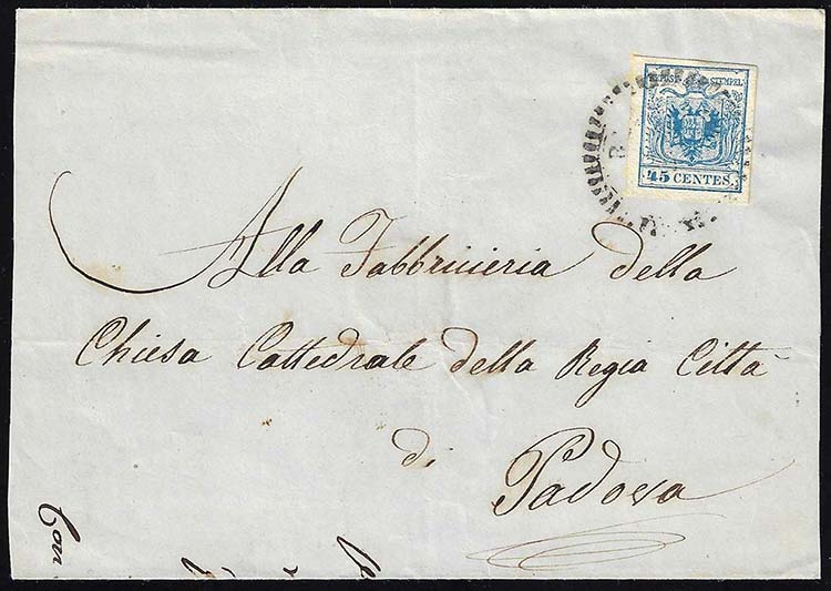 1856 - 45 cent. azzurro, III tipo, ... 