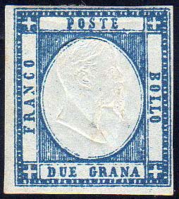 1861 - 2 grana azzurro oltremare ... 