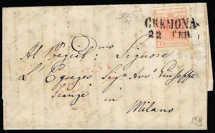 1852 - 15 cent. rosso vermiglio, ... 