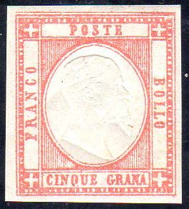 1861 - 5 grana vermiglio, filetto ... 