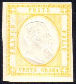 1861 - 20 grana giallo (23), gomma ... 