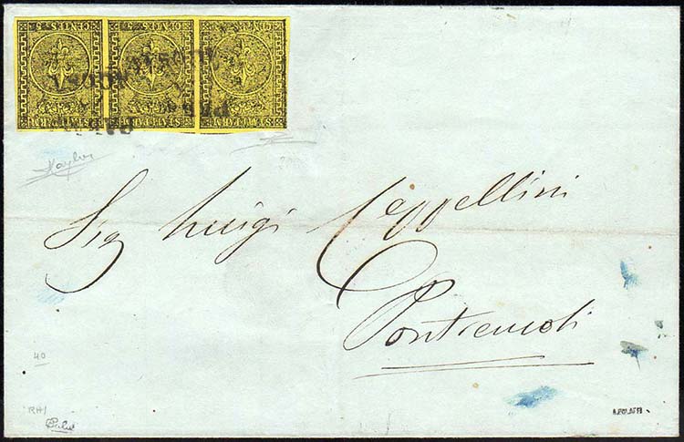 1853 - 5 cent. giallo arancio (1), ... 