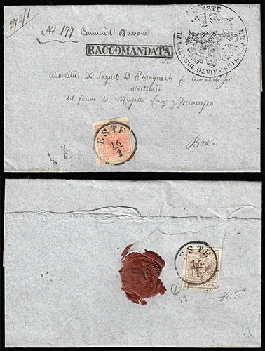 1854 - 15 cent. rosso vermiglio e, ... 