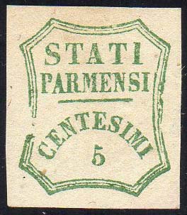 1859 - 5 cent. verde azzurro, I ... 