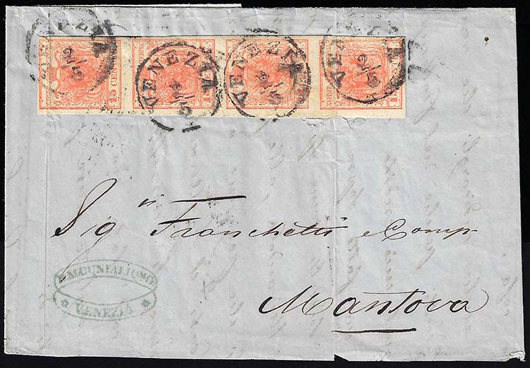 1858 - 15 cent. rosso, carta a ... 