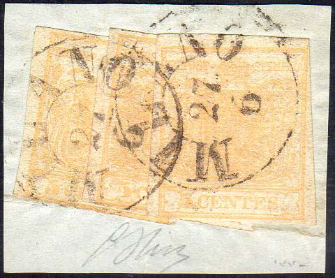 1850 - 5 cent. giallo ocra (1), ... 