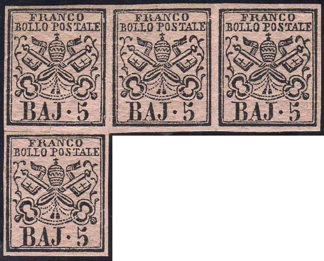 1852 - 5 baj rosa chiaro (6), ... 