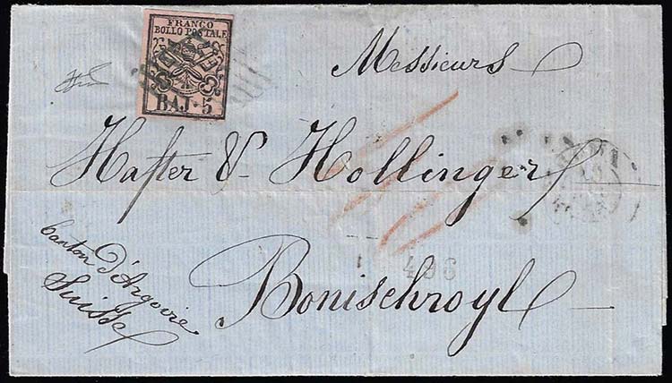 1863 - 5 baj rosa vinaceo (6Aa), ... 