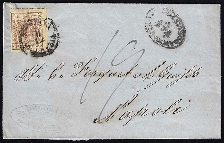 1857 - 30 cent. bruno, carta a ... 